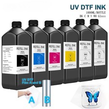 6x1000ML UV DTF Ink and Varnish for Film AB for Epson XP600 1390 L1800 Prenter picture
