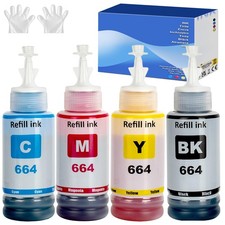 4 PCS 664 T664 Refill Ink Bottles For ET2650 ET2500 ET2550 ET2600 Printer picture