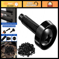 100 Pack Server Rack Screws 10-32 with Nylon Washers, Black Pilot Point for Rack picture