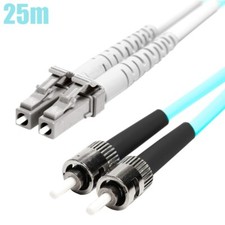 25M LC-ST Fiber Optic MultiMode 50/125 Duplex OM3 Optical Patch Cable 10G Aqua picture