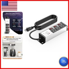 CCCEI 3 Outlet Heavy Duty Surge Protector Power Strip 20 Amp 12 Gauge 6FT Silver picture