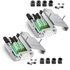 2PCS DB9 Breakout Connector Solderless Metal Shell RS232 DSUB Serial 9Pin picture