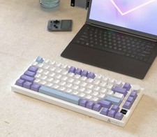 AJAZZ AK820PRO Tri Mode Hot Swap Mechanical Keyboard Screen Nob - Purple White picture