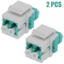 2 Pcs LC/UPC OM4 Duplex Multi Mode Fiber Optical Coupler Keystone Jack Aqua picture
