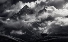 Landscape nature monochrome mountains himalayas clouds Custom Gaming Mat Desk picture