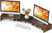 TAVR Dual Monitor Stand Riser Wooden Computer Monitor Stand for 2 Monitors picture