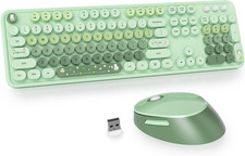 Colorful Green Keyboard and Mouse Wireless, 2.4G Retro Typewriter Aesthetic Cute picture