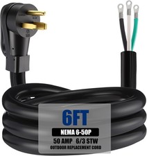 6 Awg 6.6 FT Power Cord Compatible W/ NEMA 6-50P 50 Amp 250V picture