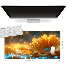 Extended Rubber Gaming Mouse Pad with Floral Design - 1pc, Large Non-Slip Base picture