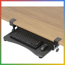 Under Desk Keyboard Tray Pull Out C Clamp Mount Ergonomic 20 x 11.8 Black picture