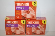 Maxell DVD-R 4.7GB 120 Min Recordable DVD Discs 5 Pack Lot of 3 Sealed 15 Total picture