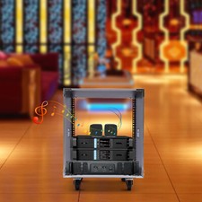 12U Rolling Network Rack Cabinet Audio Studio Video Equipment Rack Black picture