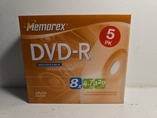 Memorex 5 Pack DVD+R With Cases 8X 4.7GB Media Recordable 120 Min. - New Sealed picture