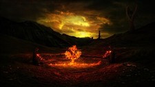 Landscape fantasy art fire trees dark sky druids magic Custom Gaming Mat Desk picture