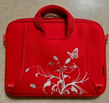 rooCASE Cherry Red Neoprene Laptop Tablet Case with Butterfly ~12