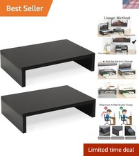 2-Pack Wood Monitor Stand Riser for Desk , Black picture