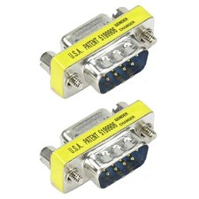 2x DB9 D-SUB 9 Pin RS232 Serial Male to Female Port Saver Adapter Connector Gold picture