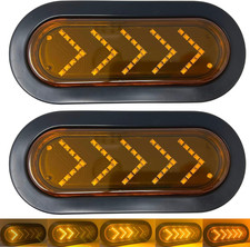 6 Inch Amber 45 LED Sequential Arrow Pointing Turn Trailer Tail Light Oval Semi picture
