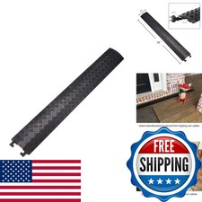 Anbotek Small 1 Piece Floor Cord Cover Cable Ramp for Office Warehouse - Black picture