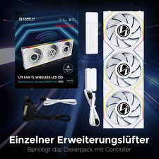 Lian Li UNI FAN TL Wireless LCD 120mm White ARGB Case Fan 12TLLCD1W3W picture