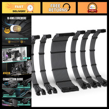 16AWG PSU Extension Kit 300MM, 24-Pin, 2xEPS, 3xPCIe, Carbon Fiber Sleeved Cable picture