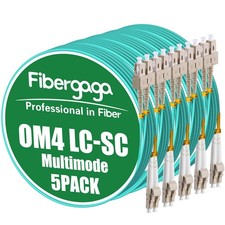 5 PCS 2m 7ft OM4 LC To SC Multimode Duplex Fiber Patch Cable 50/125m 1G/10GB picture