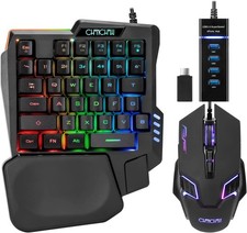 Half Hand Gaming Keyboard and Mouse Combo 35 Keys PUBG Wired Half Mini RGB Keybo picture