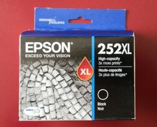 09-2021 NIB GENUINE Epson 252XL Black Ink Cartridge WF 3620 3640 7110 7610 7620 picture