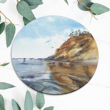 Watercolor Cliff Ocean Nature Mouse Pad Mat Office Desk Table Accessory Gift picture