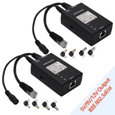 2-Pack Active Gigabit PoE Splitter Adapter with Multi-Size Tips, IEEE 802.3af... picture