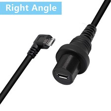Micro USB Panel Mount Right Angled Mount Dash Flush Cable Male to Female for Car picture