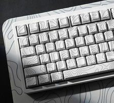 White Topographic Double Shot PBT Keycap Set 75 Percent Shine Through US picture
