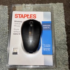 NEW Staples Wireless Optical Mouse PC Mac, Nano USB receiver BLACK ✅ picture