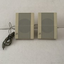 Vintage Advent Mini Computer Speakers 3.5mm Jack Beige 4 1/4 Tall picture