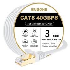 BUSOHE Cat 8 Ethernet Cable 3 FT 2Pack, 40Gbps 2000Mhz High Speed 3FT, White picture
