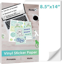 Printable Vinyl Sticker Paper for Inkjet Printer 8.5X14 Inch Matte picture