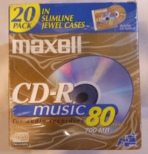 Maxell CD-R Music Blank Media Discs 80min Pack Of 20 & Slimline Jewel Cases NEW picture