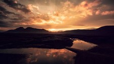 Landscape nature sunset clouds bridge reflection Custom Gaming Mat Desk picture