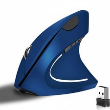 Blue Ergonomic Vertical Wireless Mouse Rechargeable 2.4G Optical 8001600 DPI picture
