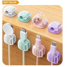 Cable Clips Cord Organizer Spring Holder Pink Green Purple White 8 Pcs Desk Dorm picture