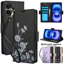Luxury Leather Daisy Wallet Cover Case For 16 15 14 13 12 11 Pro Max 7 8 SE 16E picture