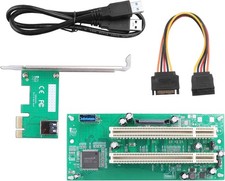 PCIe 1X to Dual Pci Slot Expansion Card PCI-Express 1X Male to PCI Female Ada... picture