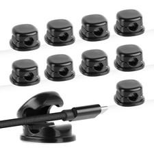 9 Pack 7mm Spring Cable Holder Clips Desktop Adhesive Wire Cord Organizer Black picture