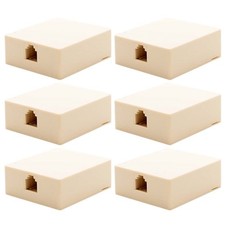 6 Pcs 1-Port RJ11 6P4C Jack Telephone Phone Line Wall Surface Mount Box Ivory picture
