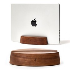 Vertical Laptop Stand Adjustable Solid Walnut Laptop Dock Holder Desk picture