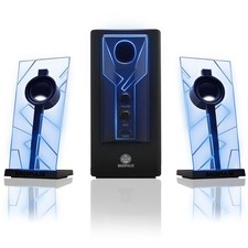 BassPULSE 2.1 Computer Speakers with Blue LED Glow Lights and Powered Subwoof... picture