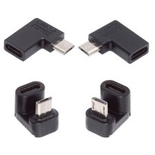 CY 4 Pack USB2.0 USB-C Type C Angled Female to Micro USB Male Power Data Adapter picture