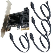 PCIe X1 to SATA Adapter 4 Port Expansion Card RAID HDD Data Cable Full Bracket picture