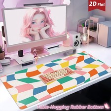 Desk Mat Wavy Checkerboard Colorful Mouse Pads Rubber Base Non-slip Large Mous picture