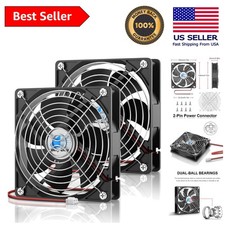 Elegant 120mm 12V Computer Fan Set - Dual Ball Bearing, 2 Pack for All Devices picture